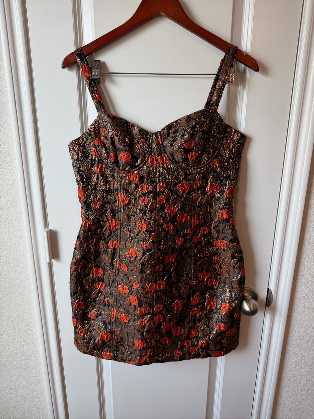 ⚡️NWT Storia Blair Black and Bronze Floral Jacquard Dress - Picture 3 of 6